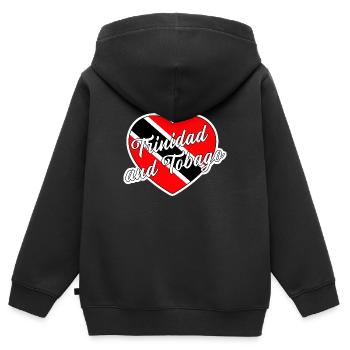 Trinité-et-Tobago - Sweat Premium à capuche zippé enfant bio - noir - Dos - AI Model Kid Male (0cm)