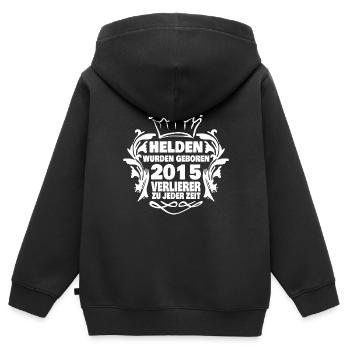 wurden 2015 - Kinder Premium Organic Zip Hoodie - Schwarz - Hinten - AI Model Kid Male (0cm)