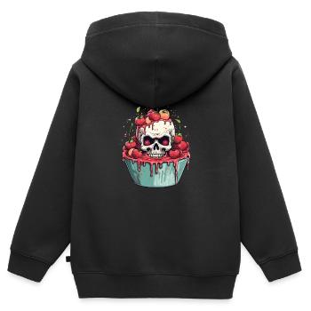 Gruseliges Horror Kirschtörtchen - Happy Halloween - Kinder Premium Organic Zip Hoodie - Schwarz - Hinten - AI Model Kid Male (0cm)