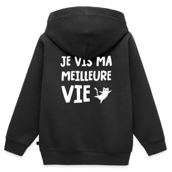 je vis ma meilleure vie - Sweat Premium à capuche zippé enfant bio - noir - Dos - AI Model Kid Male (0cm)