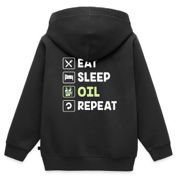 Ätherisches Öl - Kinder Premium Organic Zip Hoodie - Schwarz - Hinten - AI Model Kid Male (0cm)