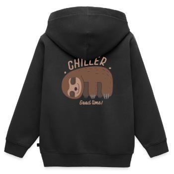 Sloth Chiller Sloth Humor Wall Art - Kids Premium Organic Zip-up Hoodie - black - Back - AI Model Kid Male (0cm)