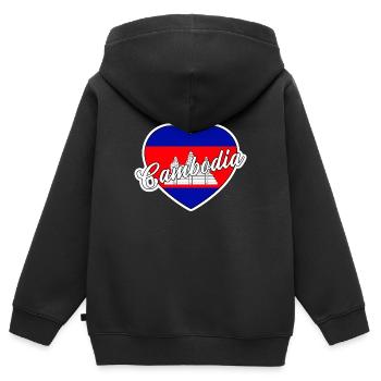 Kambodscha - Kinder Premium Organic Zip Hoodie - Schwarz - Hinten - AI Model Kid Male (0cm)