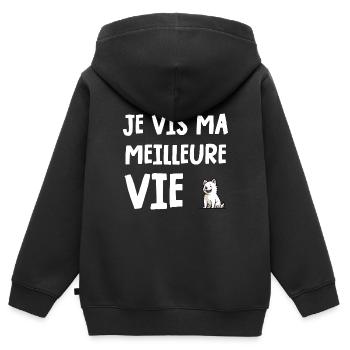 je vis ma meilleure vie - Sweat Premium à capuche zippé enfant bio - noir - Dos - AI Model Kid Male (0cm)