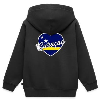 Curaçao - Kinder Premium Organic Zip Hoodie - Schwarz - Hinten - AI Model Kid Male (0cm)