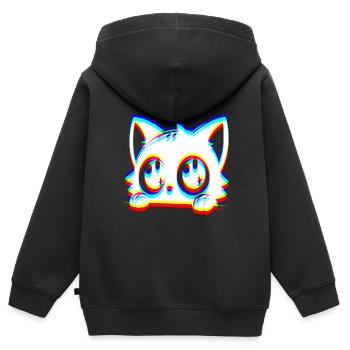 EDM Katze Glitch Style - Kinder Premium Organic Zip Hoodie - Schwarz - Hinten - AI Model Kid Male (0cm)