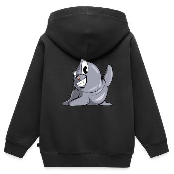 Niedliche Robbe Seelöwe Walross Seekuh - Kinder Premium Organic Zip Hoodie - Schwarz - Hinten - AI Model Kid Male (0cm)