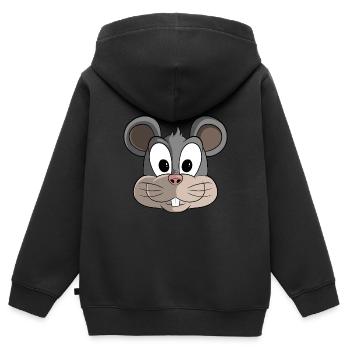 Cute Cartoon Mouse - Kids Premium Organic Zip-up Hoodie - black - Back - AI Model Kid Male (0cm)