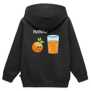 jus d'orange - Sweat Premium à capuche zippé enfant bio - noir - Dos - AI Model Kid Male (0cm)