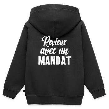 reviens avec un mandat - Sweat Premium à capuche zippé enfant bio - noir - Dos - AI Model Kid Male (0cm)