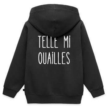 telle mi ouailles - Sweat Premium à capuche zippé enfant bio - noir - Dos - AI Model Kid Male (0cm)