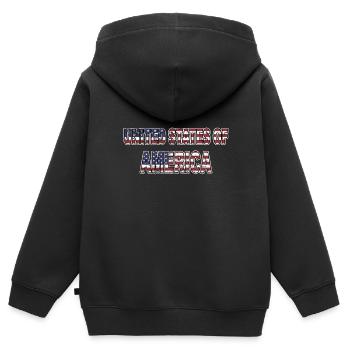 United States of America USA Schriftzug - Kinder Premium Organic Zip Hoodie - Schwarz - Hinten - AI Model Kid Male (0cm)