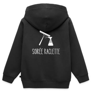 soirée raclette - Sweat Premium à capuche zippé enfant bio - noir - Dos - AI Model Kid Male (0cm)