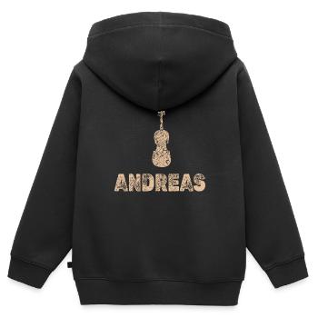 Violoncelle Andreas - Sweat Premium à capuche zippé enfant bio - noir - Dos - AI Model Kid Male (0cm)
