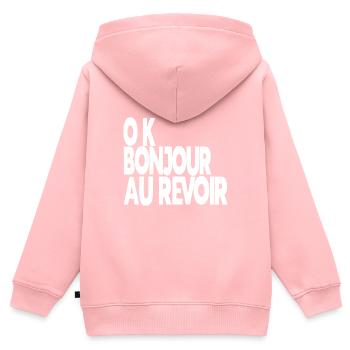 ok bonjour au revoir - Sweat Premium à capuche zippé enfant bio - rose - Dos - AI Model Kid Female (0cm)