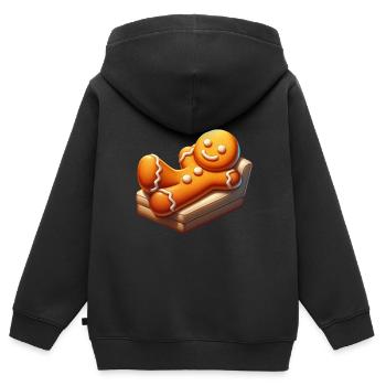 Gingerbread Man Leisure Christmas - Kids Premium Organic Zip-up Hoodie - black - Back - AI Model Kid Male (0cm)