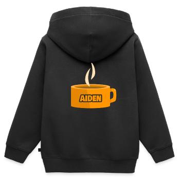 Tee Aiden - Sweat Premium à capuche zippé enfant bio - noir - Dos - AI Model Kid Male (0cm)