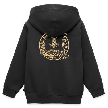 Vikings Thor Valhalla bateau bateau Scandinavie - Sweat Premium à capuche zippé enfant bio - noir - Dos - AI Model Kid Male (0cm)
