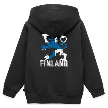 Finlande - Sweat Premium à capuche zippé enfant bio - noir - Dos - AI Model Kid Male (0cm)
