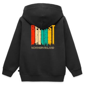Belfast Nordirland - Sweat Premium à capuche zippé enfant bio - noir - Dos - AI Model Kid Male (0cm)