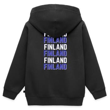 Finlande - Sweat Premium à capuche zippé enfant bio - noir - Dos - AI Model Kid Male (0cm)