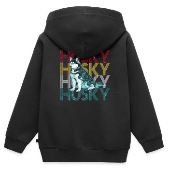 Husky - Sweat Premium à capuche zippé enfant bio - noir - Dos - AI Model Kid Male (0cm)