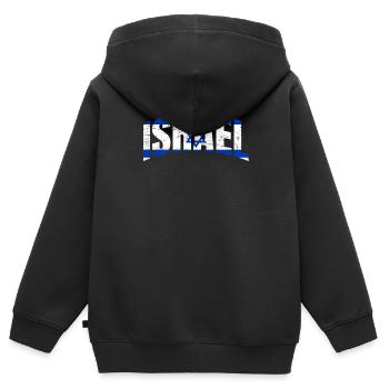 Israel - Kinder Premium Organic Zip Hoodie - Schwarz - Hinten - AI Model Kid Male (0cm)