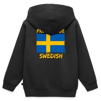 Stolz schwedisch zu sein - Kinder Premium Organic Zip Hoodie - Schwarz - Hinten - AI Model Kid Male (0cm)