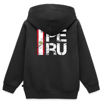 Pérou - Sweat Premium à capuche zippé enfant bio - noir - Dos - AI Model Kid Male (0cm)
