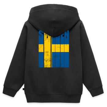 Suède - Sweat Premium à capuche zippé enfant bio - noir - Dos - AI Model Kid Male (0cm)