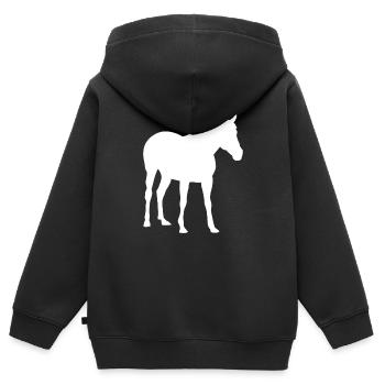 Cheval chevaux chevaux - Sweat Premium à capuche zippé enfant bio - noir - Dos - AI Model Kid Male (0cm)