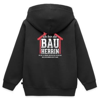 Bauherr Baustelle Hausbau - Kinder Premium Organic Zip Hoodie - Schwarz - Hinten - AI Model Kid Male (0cm)