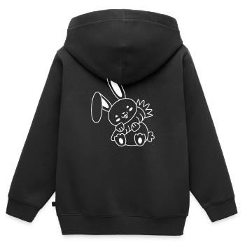 Lapin lapin lapin lapin - Sweat Premium à capuche zippé enfant bio - noir - Dos - AI Model Kid Male (0cm)