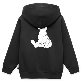 Lapin lapin lapin - Sweat Premium à capuche zippé enfant bio - noir - Dos - AI Model Kid Male (0cm)