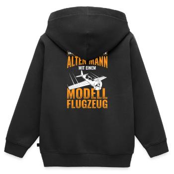 Modellflug - Kinder Premium Organic Zip Hoodie - Schwarz - Hinten - AI Model Kid Male (0cm)