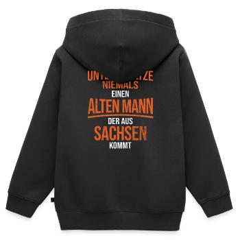 Sachsen Sächsisch - Kinder Premium Organic Zip Hoodie - Schwarz - Hinten - AI Model Kid Male (0cm)