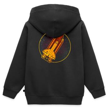 Navette spatiale fusée vaisseau spatial - Sweat Premium à capuche zippé enfant bio - noir - Dos - AI Model Kid Male (0cm)