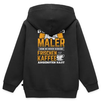 Traue Keinem Maler Ohne Kaffee Lackierer - Kinder Premium Organic Zip Hoodie - Schwarz - Hinten - AI Model Kid Male (0cm)