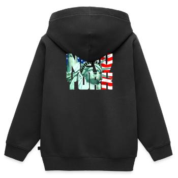 New York Freiheitsstatue - Kinder Premium Organic Zip Hoodie - Schwarz - Hinten - AI Model Kid Male (0cm)