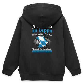 Jeda Hod Deppn unta Freind Bayrisch Freistaat - Kinder Premium Organic Zip Hoodie - Schwarz - Hinten - AI Model Kid Male (0cm)