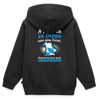 Bayern Dahoam Boarisch - Kinder Premium Organic Zip Hoodie - Schwarz - Hinten - AI Model Kid Male (0cm)