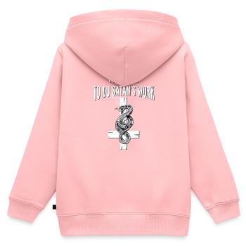 Croix inversée avec serpent - Sweat Premium à capuche zippé enfant bio - rose - Dos - AI Model Kid Female (0cm)