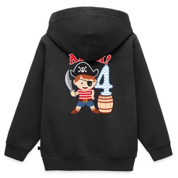 4th birthday little pirate 4 years old pirates - Kids Premium Organic Zip-up Hoodie - black - Back - AI Model Kid Male (0cm)