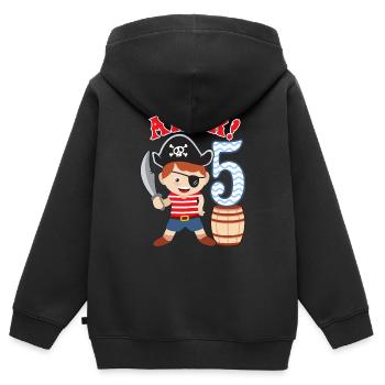 5th birthday little pirate 5 years old pirates - Kids Premium Organic Zip-up Hoodie - black - Back - AI Model Kid Male (0cm)