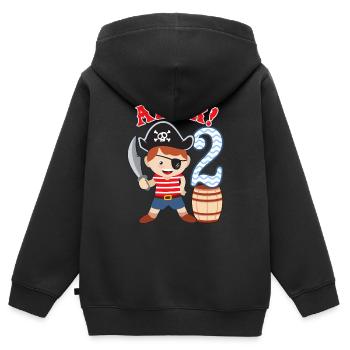 2nd birthday little pirate 2 years old pirates - Kids Premium Organic Zip-up Hoodie - black - Back - AI Model Kid Male (0cm)