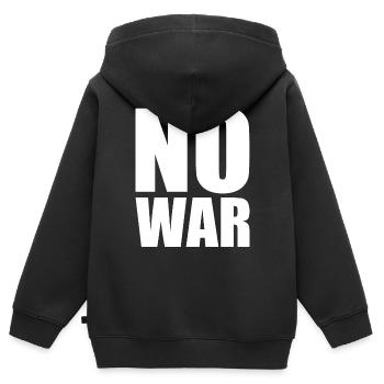 No war - Sweat Premium à capuche zippé enfant bio - noir - Dos - AI Model Kid Male (0cm)