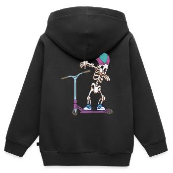 Stunt Scooter Tretroller - Kinder Premium Organic Zip Hoodie - Schwarz - Hinten - AI Model Kid Male (0cm)