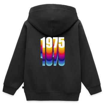 1975 - Kinder Premium Organic Zip Hoodie - Schwarz - Hinten - AI Model Kid Male (0cm)