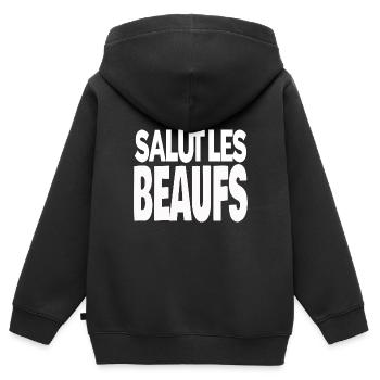 salut les beaufs - Sweat Premium à capuche zippé enfant bio - noir - Dos - AI Model Kid Male (0cm)