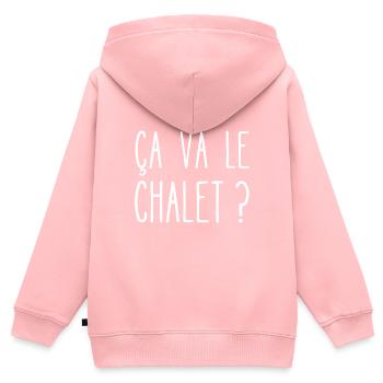 ça va le chalet - Sweat Premium à capuche zippé enfant bio - rose - Dos - AI Model Kid Female (0cm)